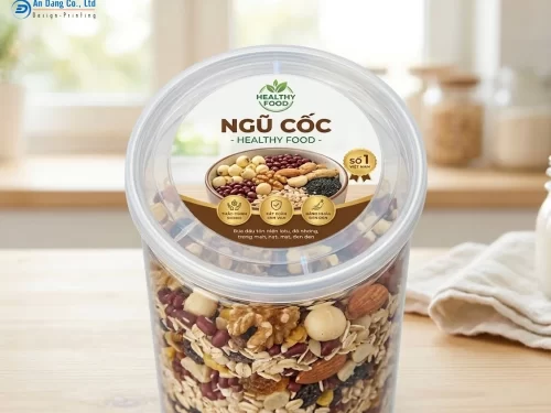 Mẫu tem ngũ cốc dinh dưỡng dạng tròn dán nắp hộp