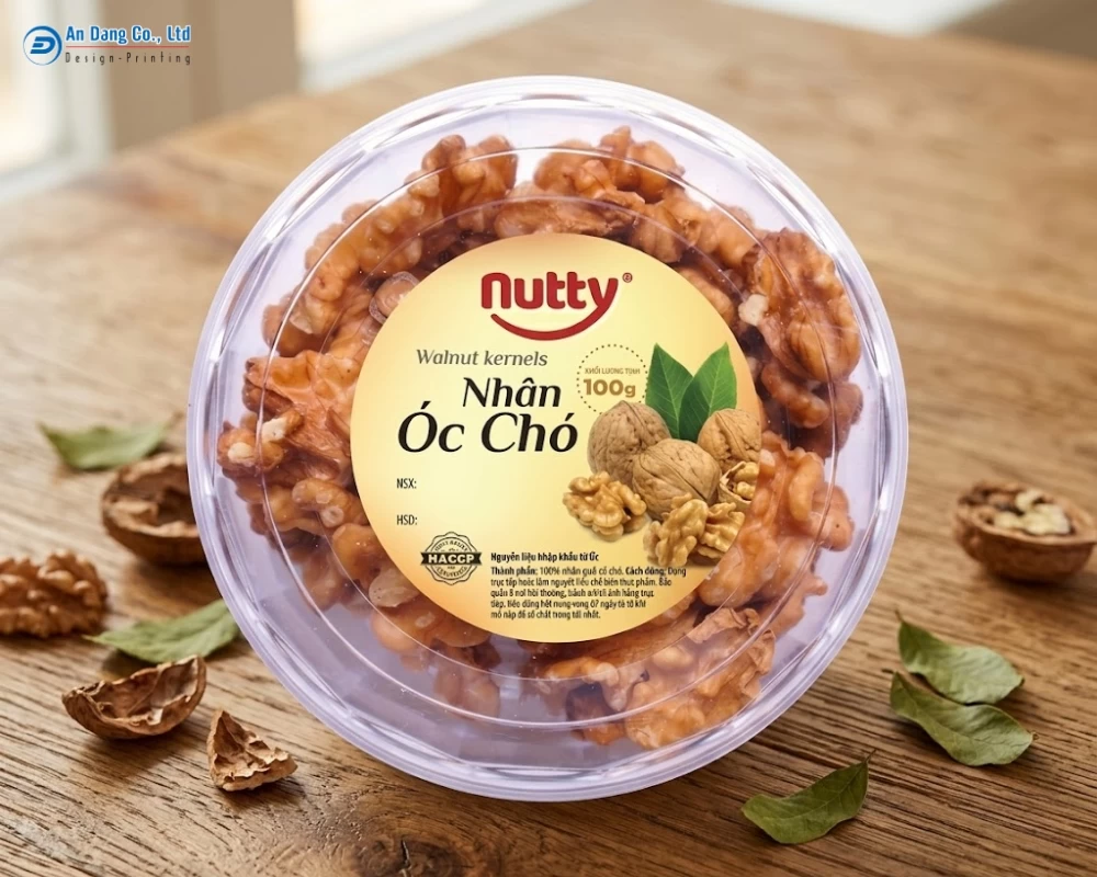 Mẫu nhãn dán ngũ cốc nhân óc chó