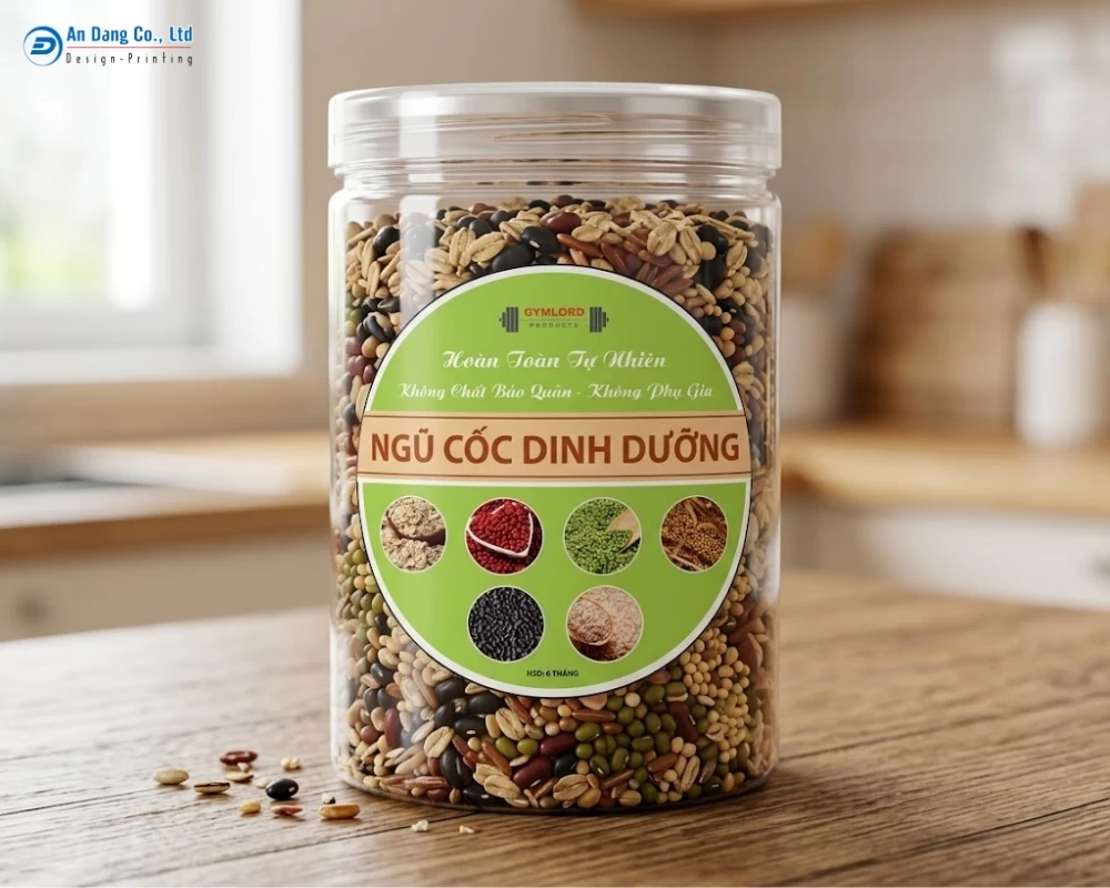 Mẫu tem nhãn ngũ cốc dạng tròn