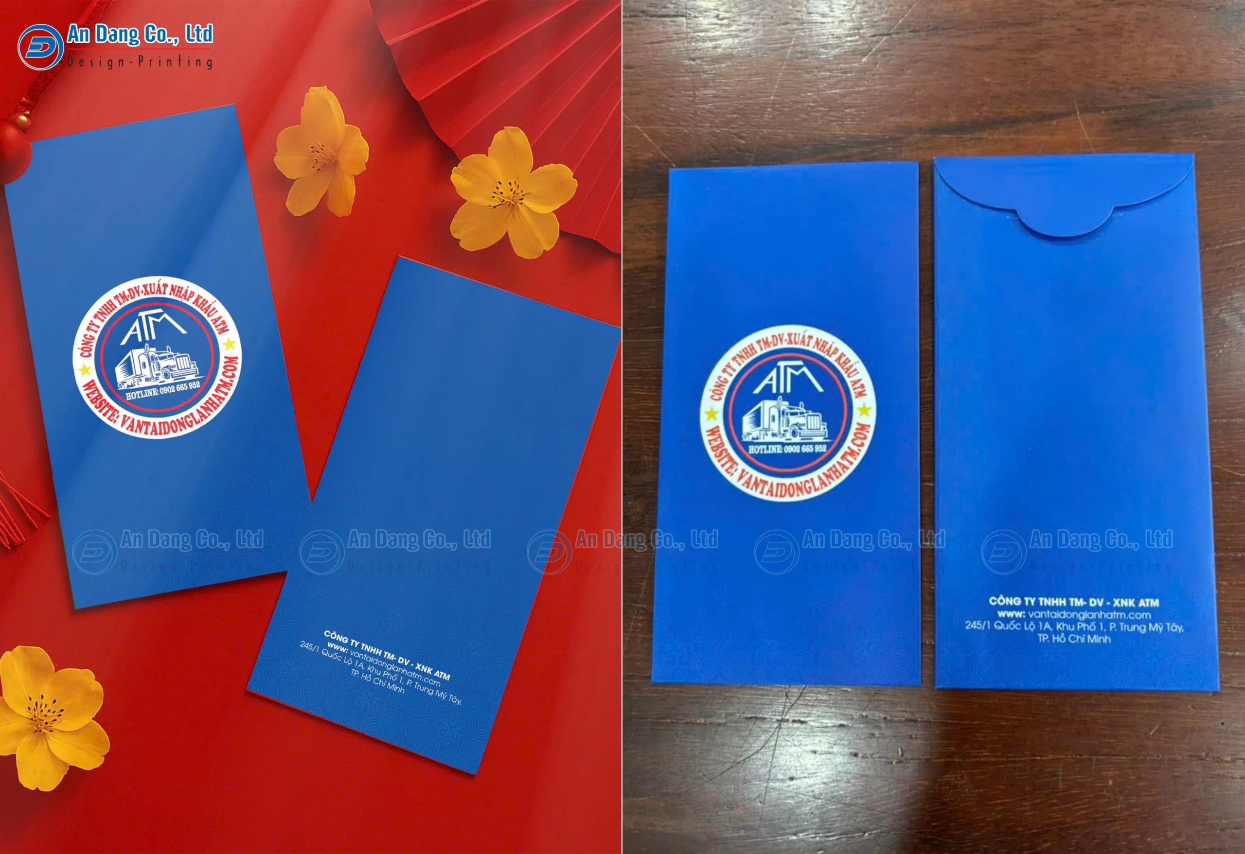 Mẫu thiết kế và ấn phẩm bao lì xì Tết 2027 cho doanh nghiệp XNK ATM