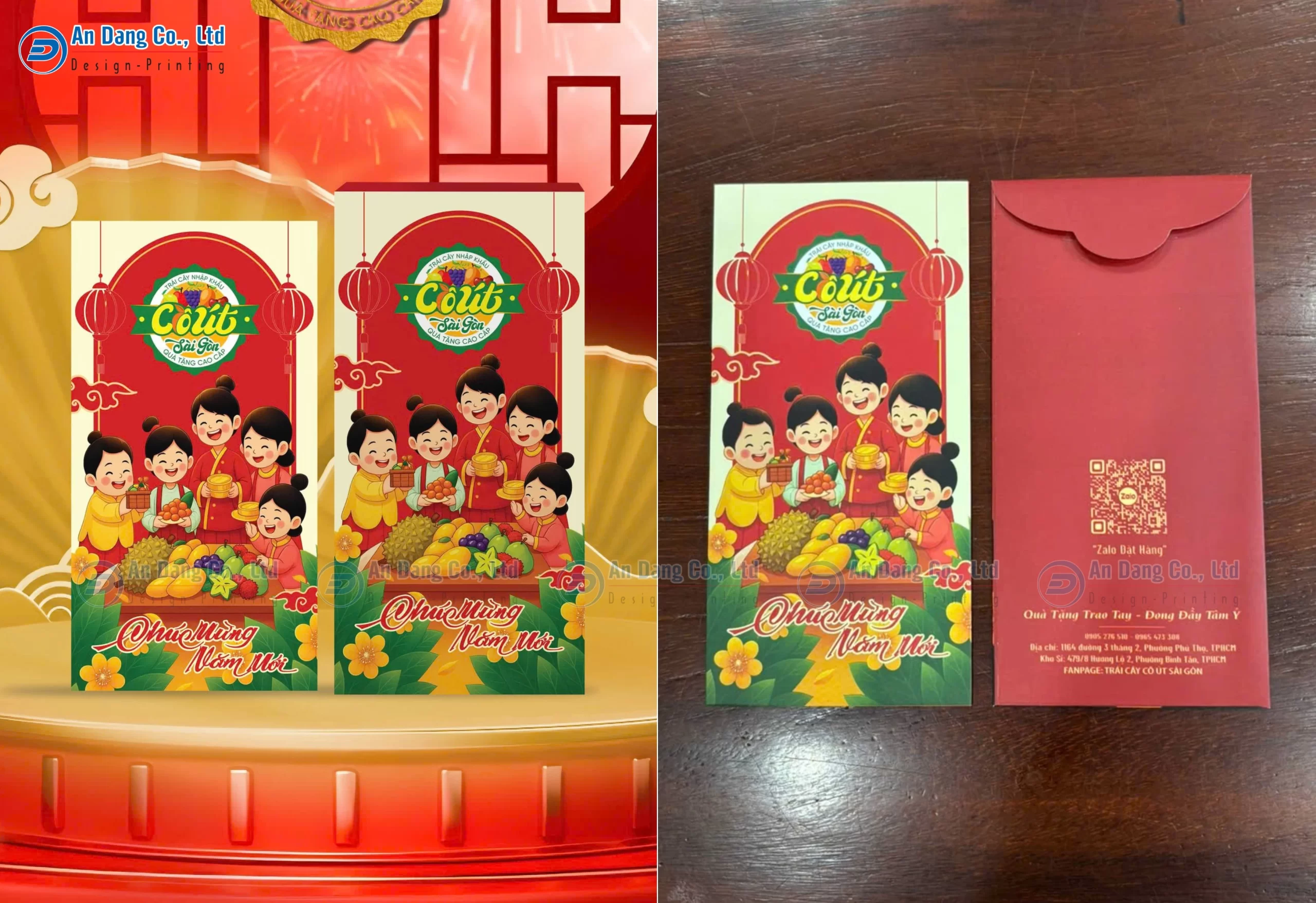 Mẫu thiết kế và ấn phẩm thực tế cho shop Cô Út Sài Gòn