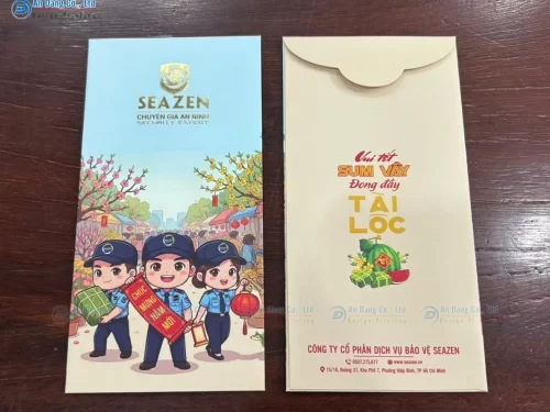 Mặt trước và mặt sau của phong bao lì xì Tết 2027 cho công ty SEAZEN