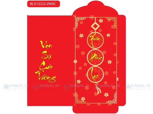 Mẫu bao lì xì thư pháp ép kim sang trọng