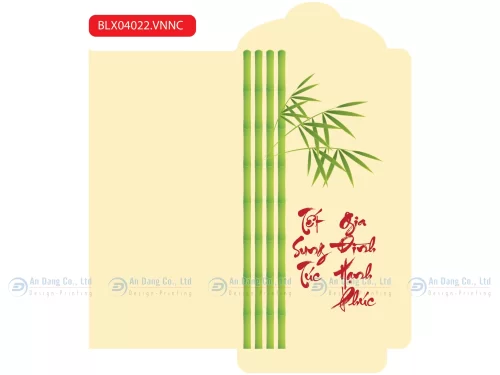 Mẫu bao lì xì thư pháp trang nhã ghi câu chúc “Tết sung túc - Gia đình hạnh phúc”