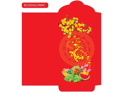 Mẫu bao lì xì viết thư pháp đẹp mắt ghi câu chúc “Cung chúc tân xuân”