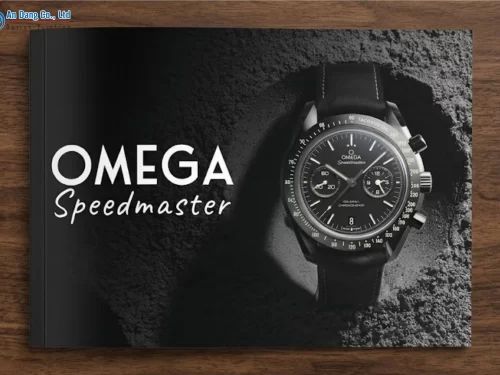 Mẫu catalogue giới thiệu đồng hồ theo tông màu đen huyền bí của thương hiệu OMEGA