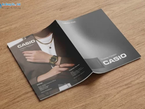 Mẫu catalogue sản phẩm đồng hồ CASIO được thiết kế tối giản, tinh tế