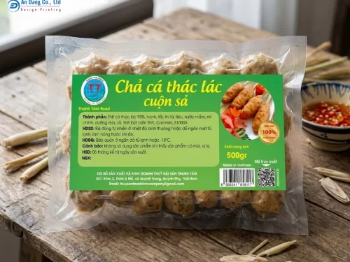 Mẫu tem nhãn chả cá thát lát cuộn sả