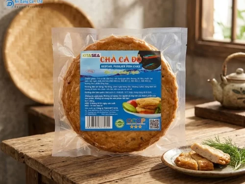 Mẫu tem chả cá đỏ đặc sản Quảng Ngãi