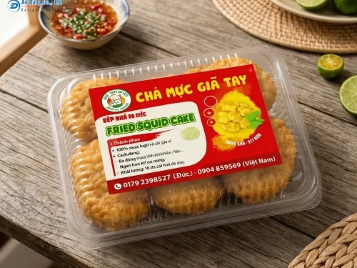 Mẫu tem nhãn chả mực giã tay