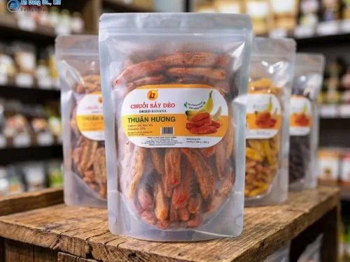 Mẫu tem chuối sấy chuyên nghiệp, có cung cấp đầy đủ thông tin sản phẩm