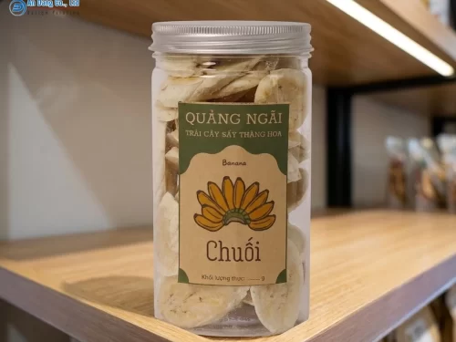 Mẫu tem nhãn chuối sấy sử dụng chất liệu Decal Kraft