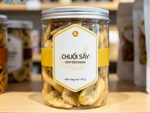 Mẫu tem dán chuối sấy có dạng hình lục giác độc đáo