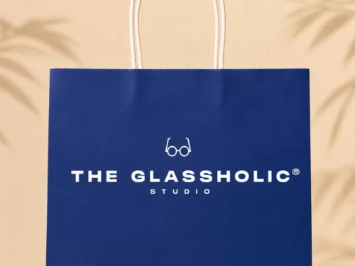 Mẫu túi giấy đựng kính mắt cho thương hiệu The Glassholic