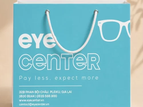 Mẫu túi giấy đựng kính mắt cho shop Eye Center