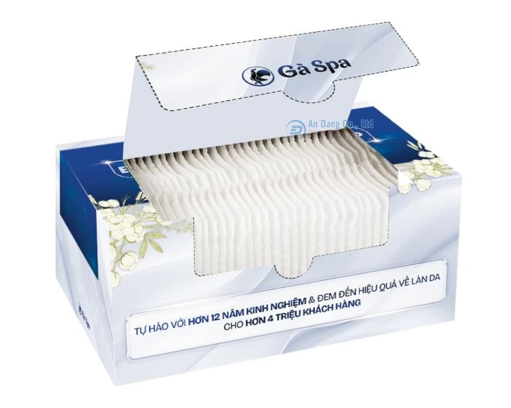 Hộp bông tẩy trang cho đơn vị Gà Spa