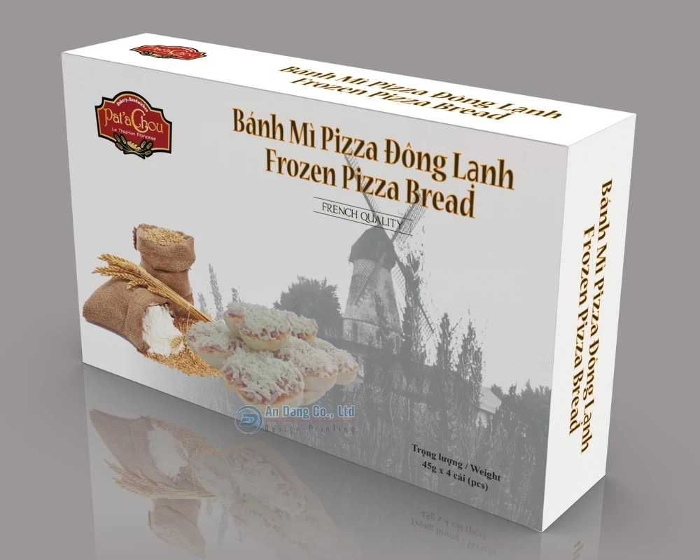 Hộp giấy đựng bánh mì pizza phiên bản màu trắng