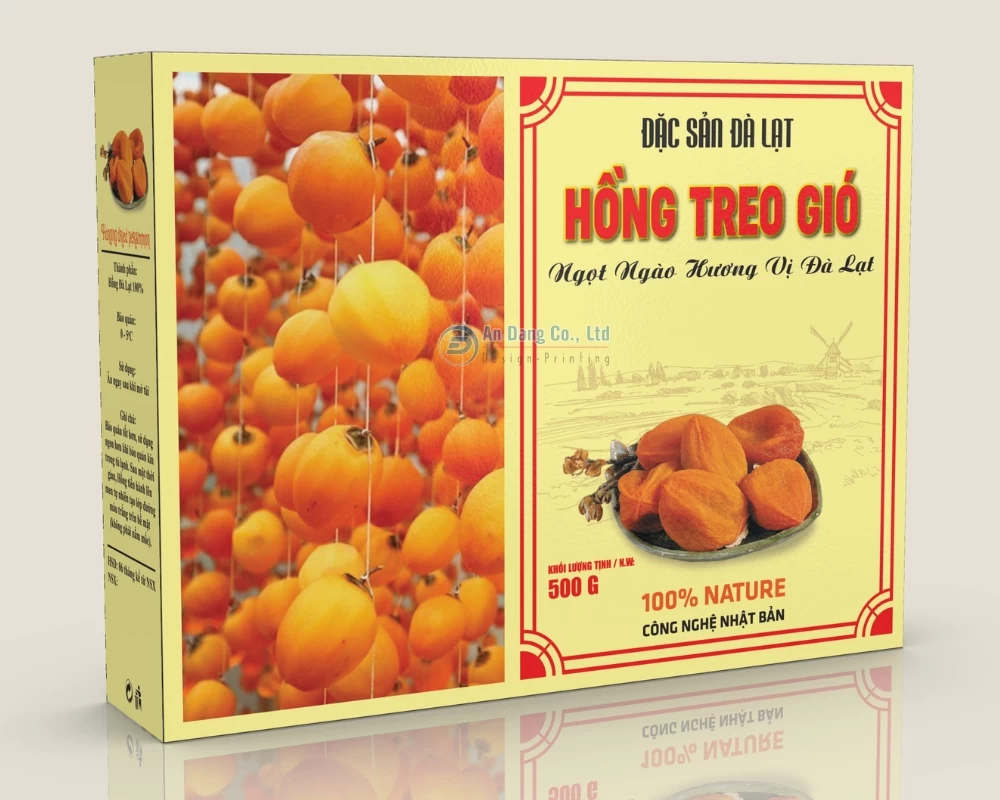 Hộp giấy đựng sản phẩm hồng treo gió Đà Lạt