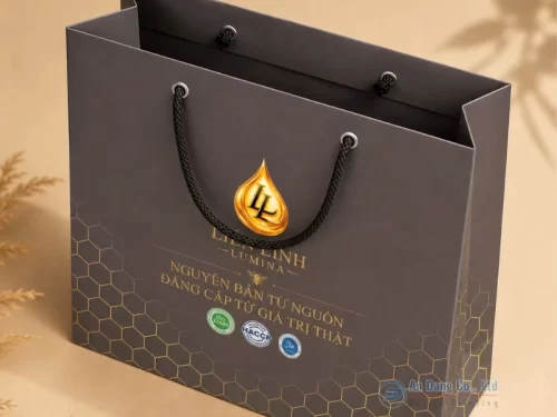 Túi giấy đựng chai mật ong cho thương hiệu Liên Linh LUMINA