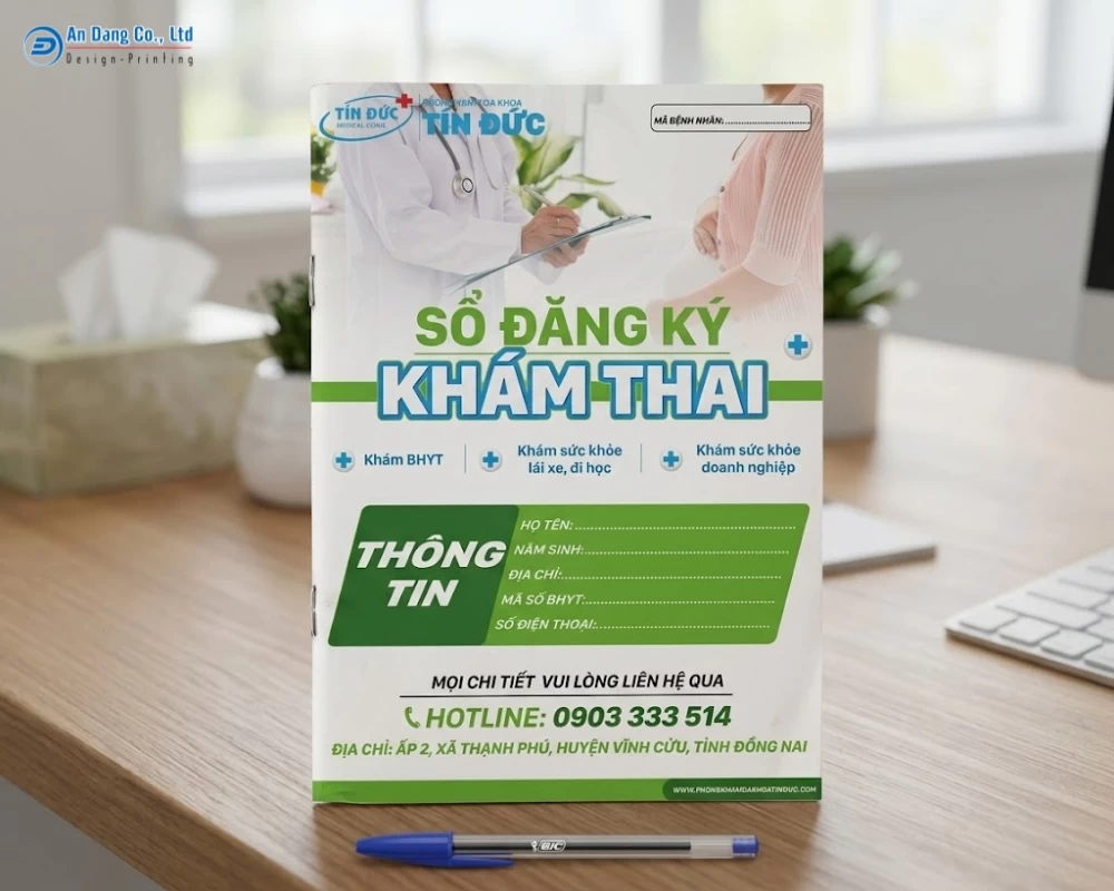 Mẫu bìa sổ khám thai cho phòng khám đa khoa Tín Đức