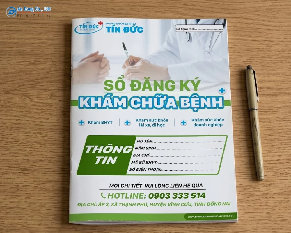 Mẫu bìa sổ khám bệnh cho phòng khám đa khoa Tín Đức