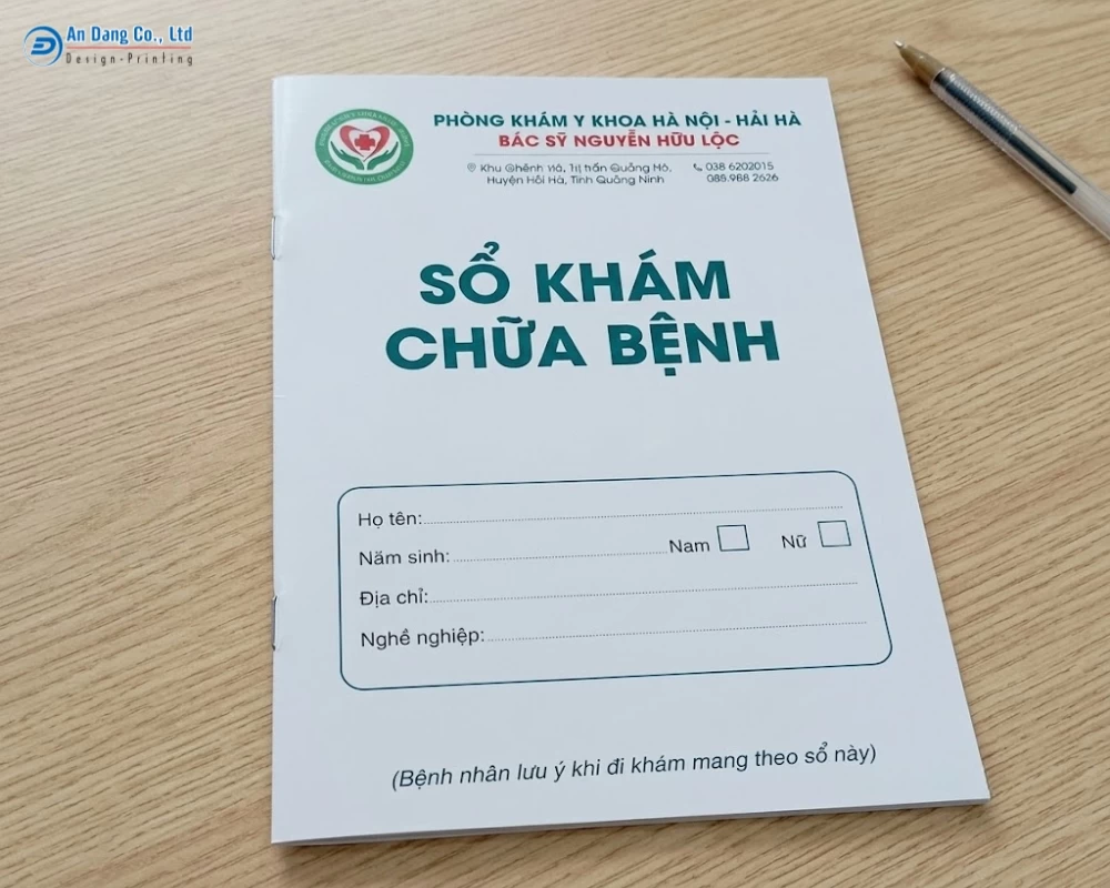 Mẫu bìa sổ khám bệnh cho phòng khám y khoa Hà Nội - Hải Hà