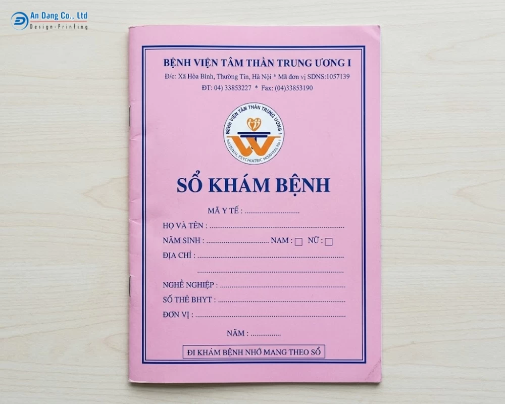 Mẫu bìa sổ khám bệnh cho bệnh viện tâm thần trung ương 1