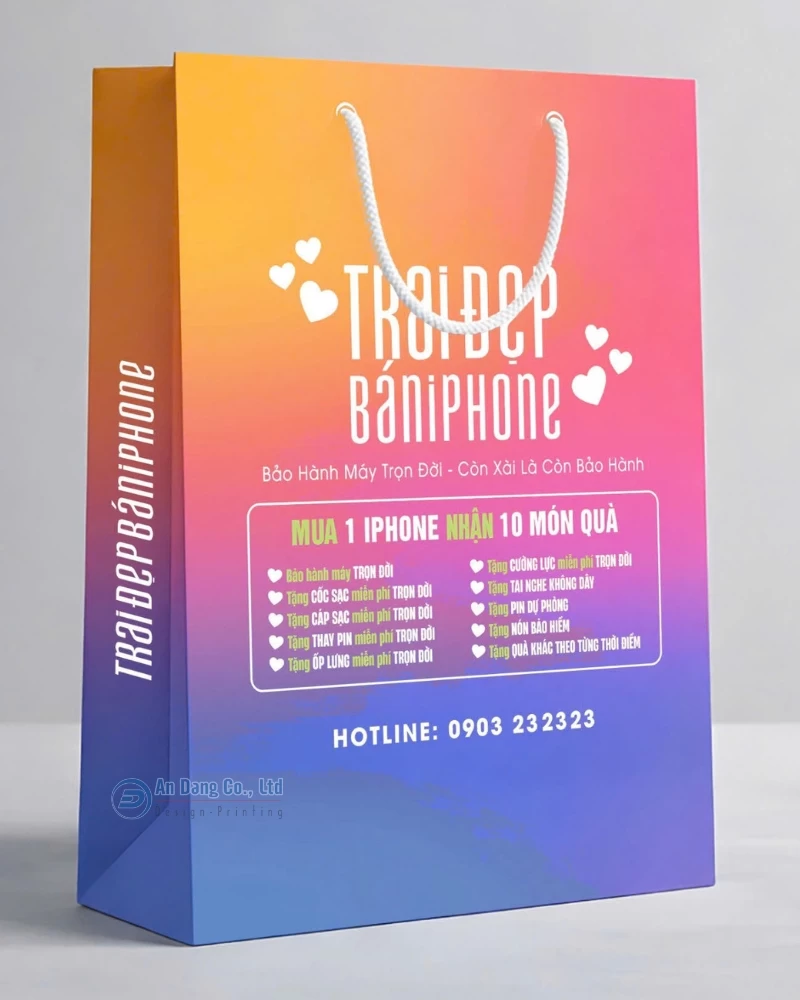 Túi giấy cho shop điện thoại Trai Đẹp Bán Iphone