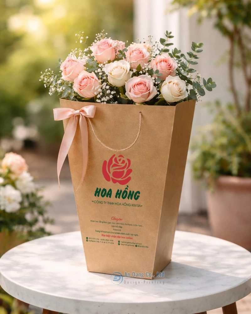 Túi giấy cho tiệm hoa hồng Kim Sa