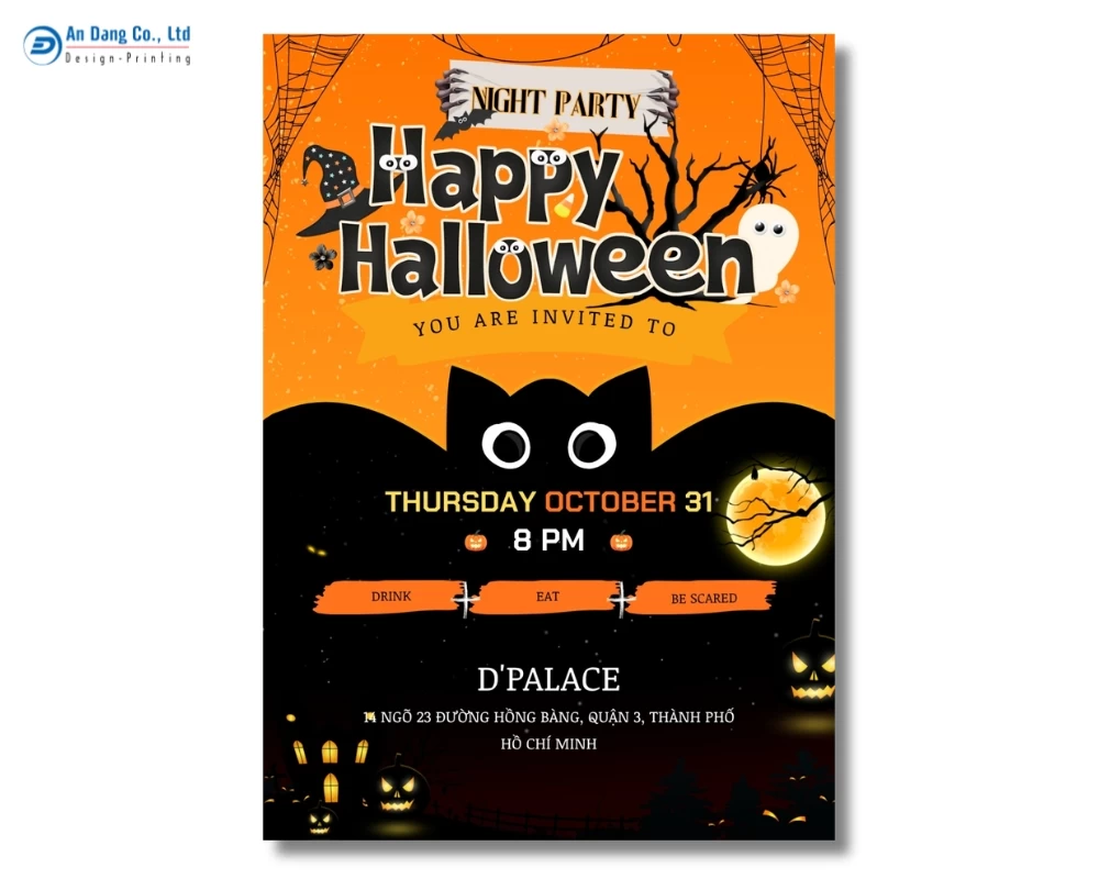 Mẫu thiệp mời dự tiệc Halloween 01