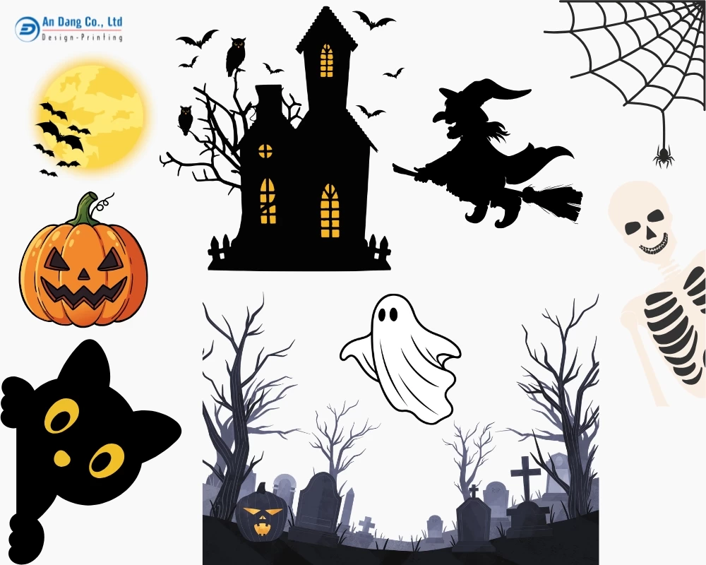 Các biểu tượng đặc trưng của tấm thiệp Halloween