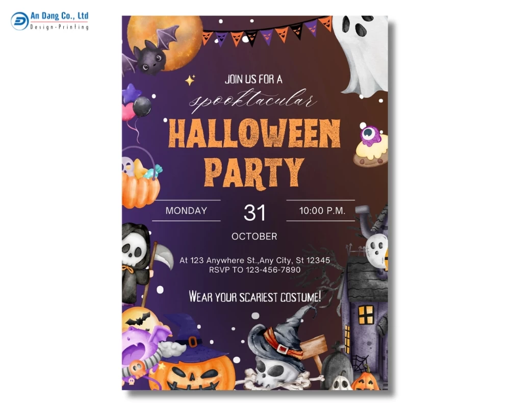 Mẫu thiệp mời dự tiệc Halloween 07